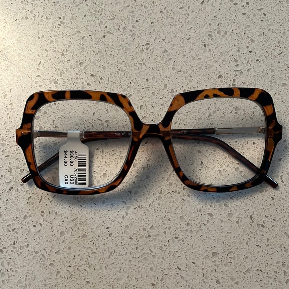 Anthropologie Tortiseshell Oversized Square Reading Glasses 2x